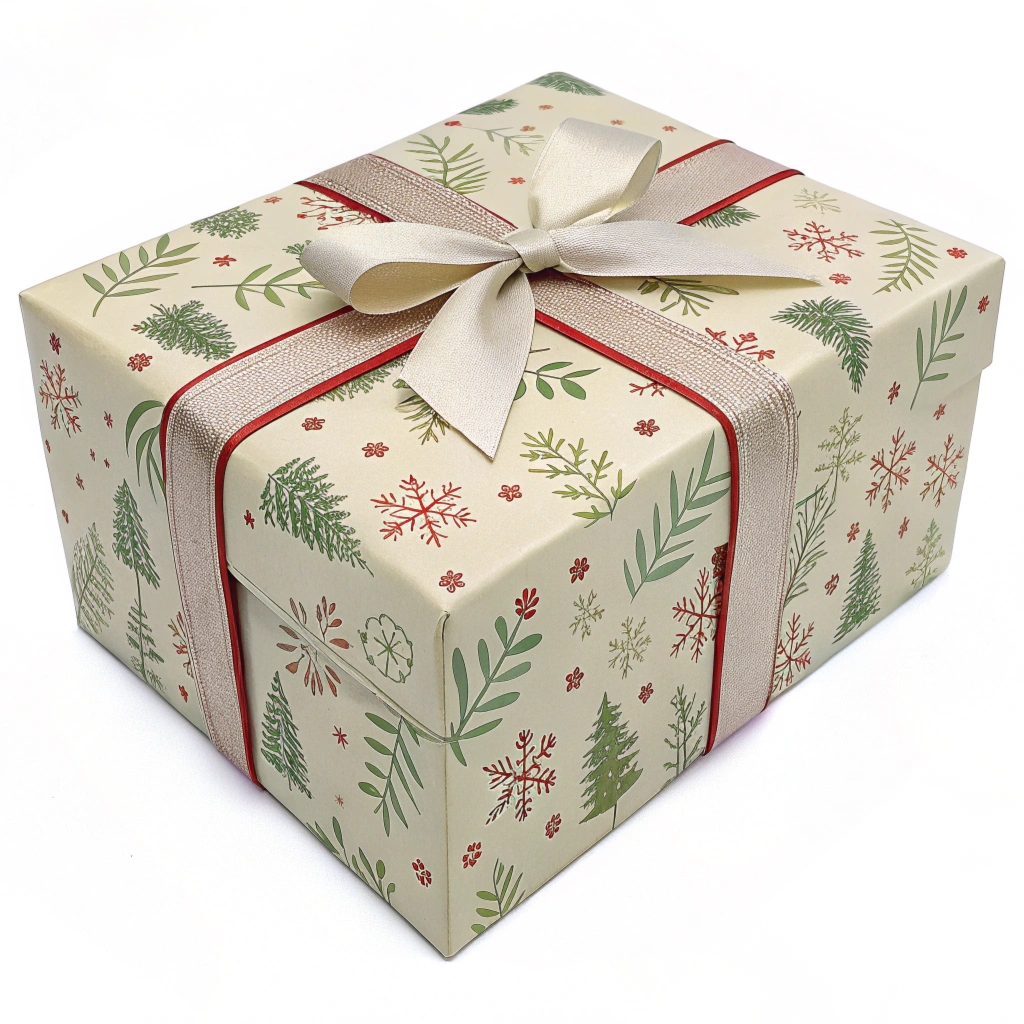 Handcrafted gift wrapping detail